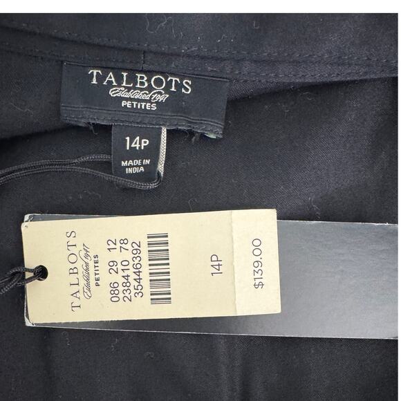Talbots stretch sateen cotton surplice partial wrap shirt dress black size 14P - Picture 5 of 7